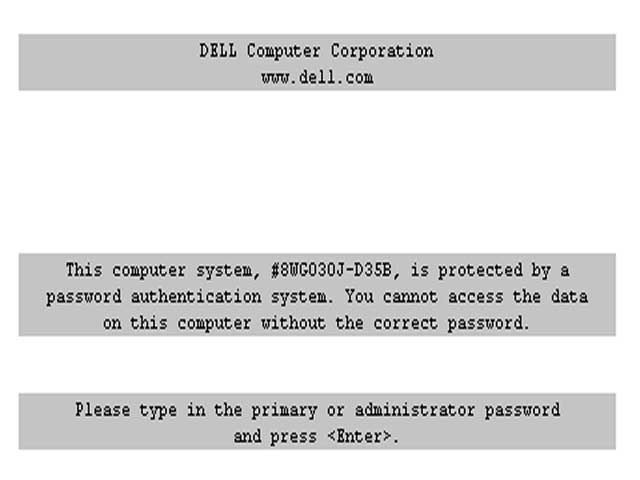 Password prompt of a DELL Latitude C610.